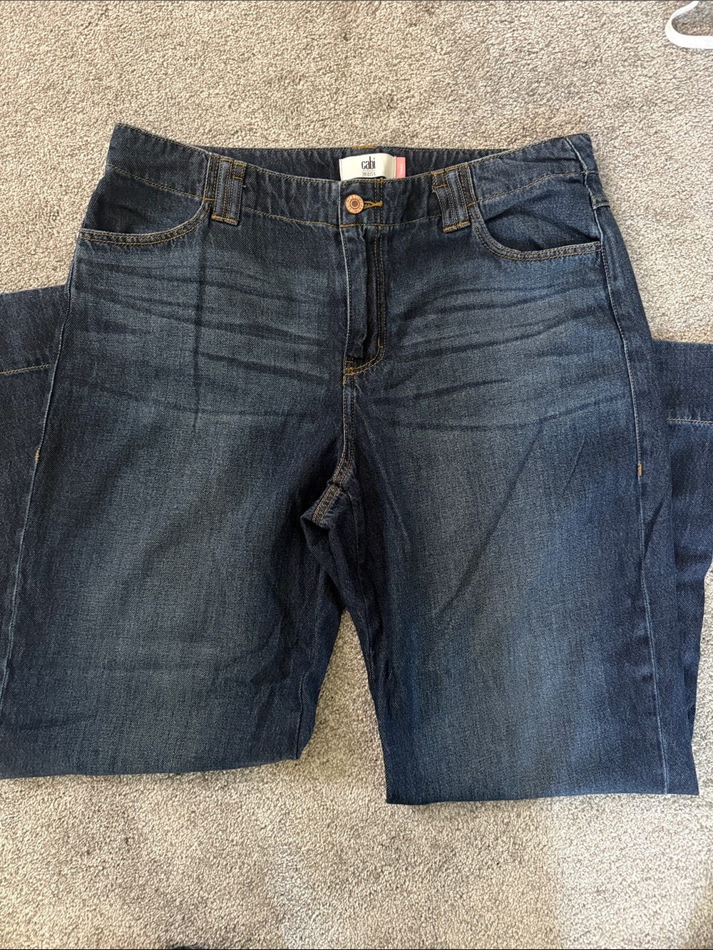 CAbi Women's Flare Jeans in Dark Blue Denim